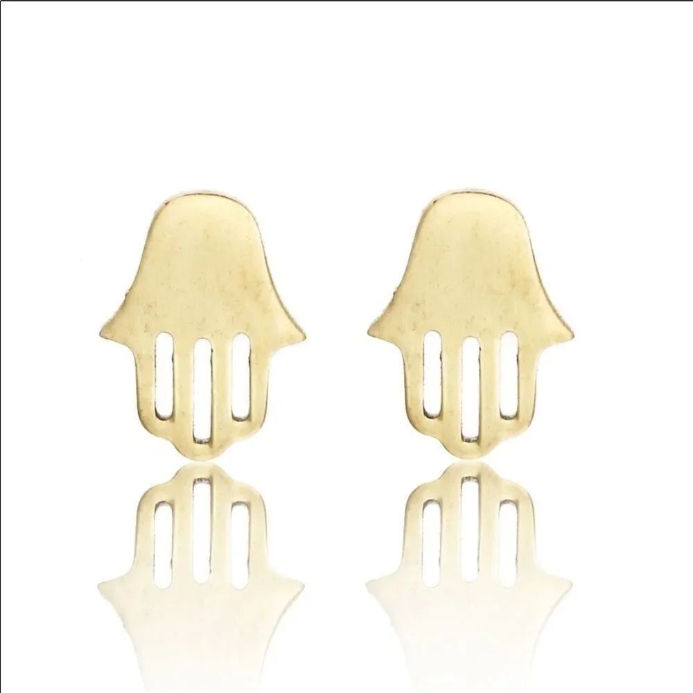 Earrings Stud Hamsa Silver $ Gold plated Cute